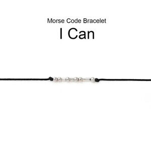 Inspirational I Can Handcrafted Silver Black Unisex Morse Code Bracelet